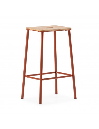 Banqueta minimalista ABBA 65, metal telha e assento em madeira de Carvalho