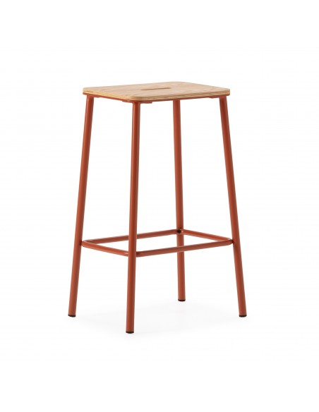 Banqueta minimalista ABBA 65, metal telha e assento em madeira de Carvalho