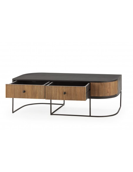 Mesa de centro colonial CURVE 120 x 60, madera de mango y metal