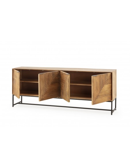 Aparador étnico Nereida 210 x 40 x 80, madeira de mangueira e metal preto