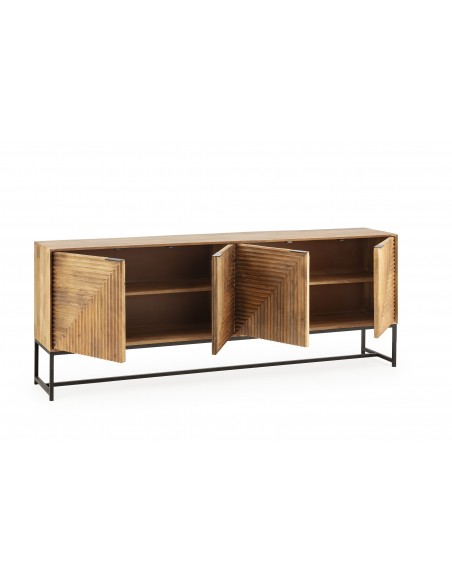 Aparador étnico Nereida 210 x 40 x 80, madeira de mangueira e metal preto