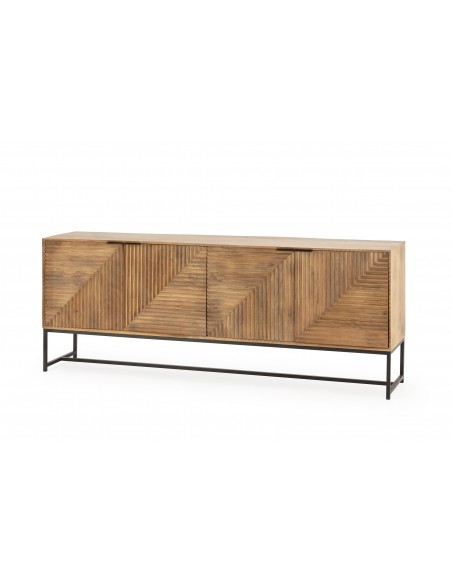 Aparador étnico Nereida 210 x 40 x 80, madeira de mangueira e metal preto