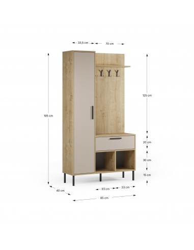 Móvei de hall com bengaleiro HEIDY 195 x 108,...