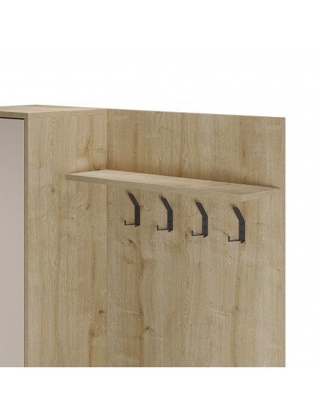 Móvei de hall com bengaleiro HEIDY 195 x 108, carvalho e melamina creme