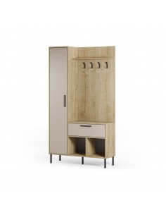 Recibidor con perchero HEIDY 195 x 108, melamina roble y...