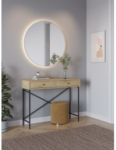 Consola de hall TITAN 110x85, melamina carvalho e metal 2