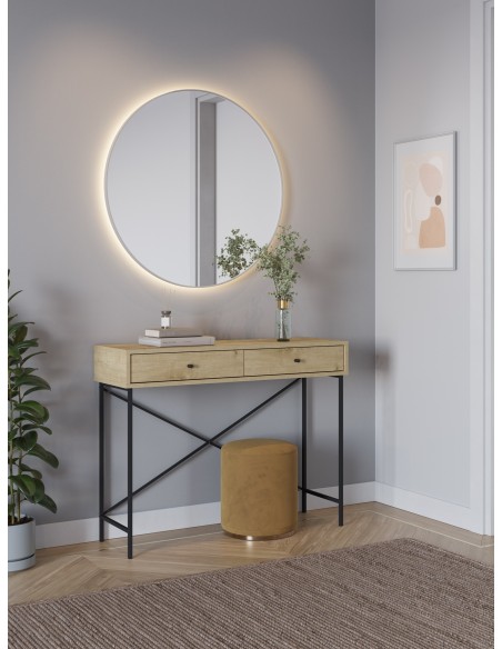 Consola recibidor TITAN 110 x 85, melamina en roble y metal