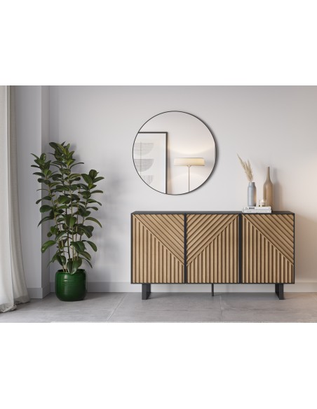 Aparador ALANA 150 x 80 em melamina carvalho e preta