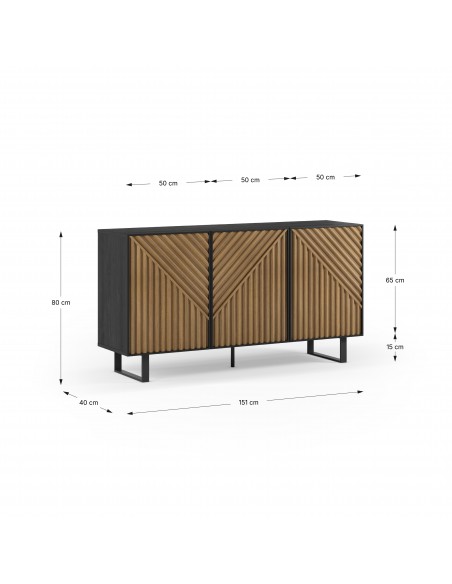 Aparador ALANA 150 x 80 em melamina carvalho e preta