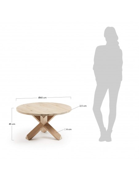 NORI Mesa de centro Ø65cm carvalho branqueado.