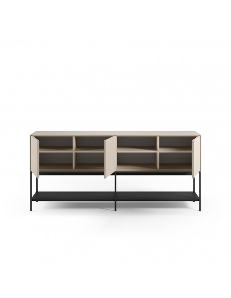 Aparador de diseño AMIRA 180 x 80, melamina crema y metal negro