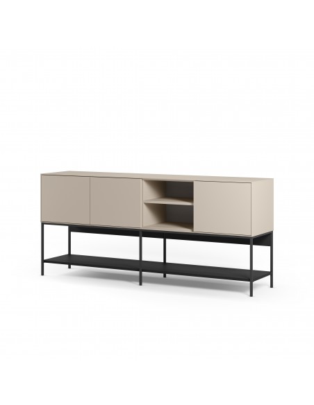 Aparador de diseño AMIRA 180 x 80, melamina crema y metal negro