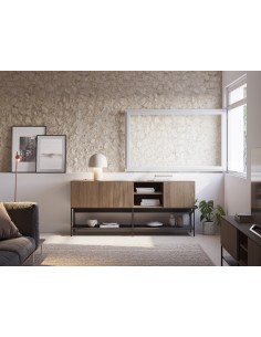 Aparador de diseño AMIRA 180 x 80, melamina roble y metal... 2