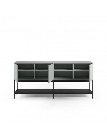 Aparador design AMIRA 180 x 80, melamina verde e metal preto