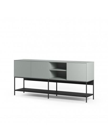 Aparador de diseño AMIRA 180 x 80, melamina verde y metal negro