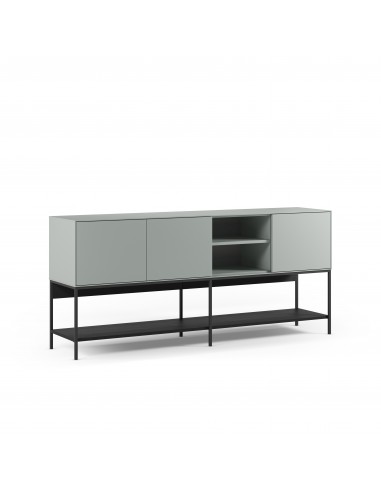 Aparador de diseño AMIRA 180 x 80, melamina verde y metal negro