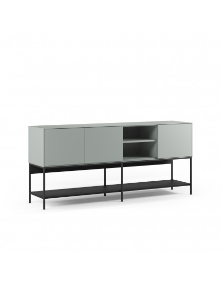 Aparador design AMIRA 180 x 80, melamina verde e metal preto