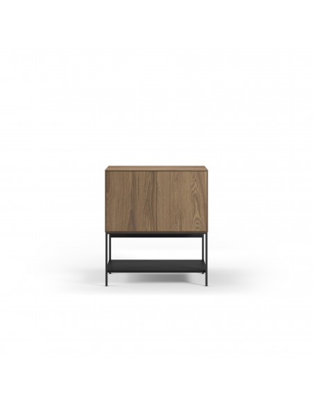 Móvel auxiliar de design AMIRA 80 x 90, melamínico carvalho e metal preto