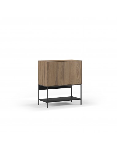 Mueble auxiliar de diseño AMIRA 80 x 90, melamina roble y metal negro