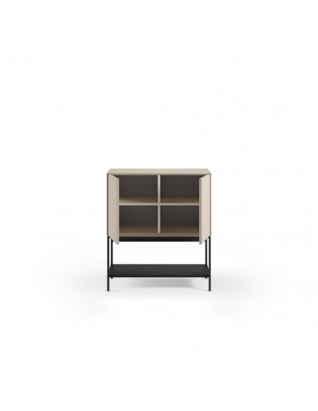 Mueble auxiliar de diseño AMIRA 80 x 90, melamina crema y patas de metal negro