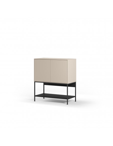 Móvel auxiliar de design AMIRA 80 x 90, melamínico crema e metal preto