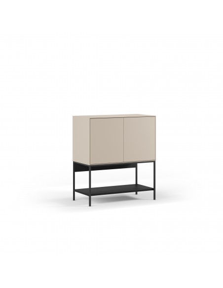 Mueble auxiliar de diseño AMIRA 80 x 90, melamina crema y patas de metal negro