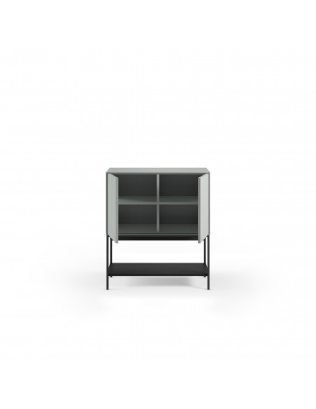 Móvel auxiliar de design AMIRA 80 x 90, verde melamínico e metal preto