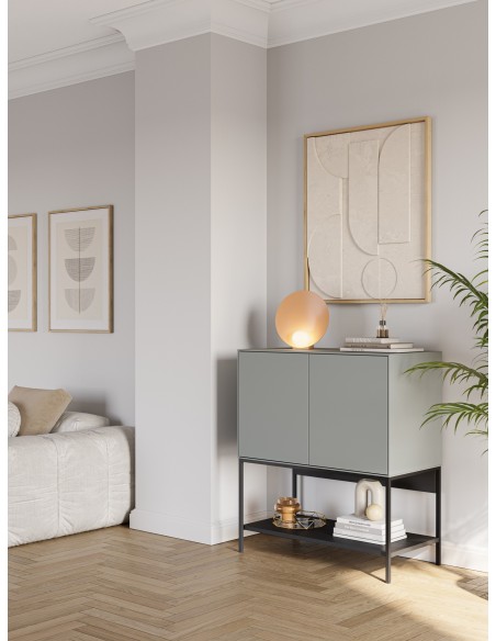 Móvel auxiliar de design AMIRA 80 x 90, verde melamínico e metal preto