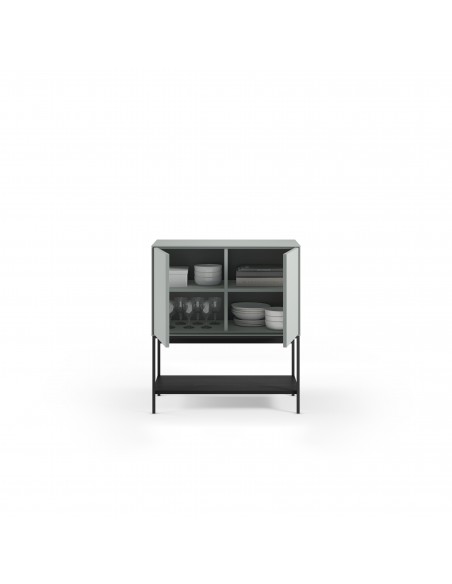 Mueble auxiliar de diseño AMIRA 80 x 90, melamina verde y metal negro