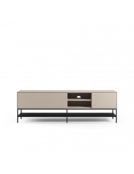 Mueble TV de diseño AMIRA 180 x 55, melamina crema y metal negro
