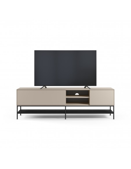 Mueble TV de diseño AMIRA 180 x 55, melamina crema y metal negro