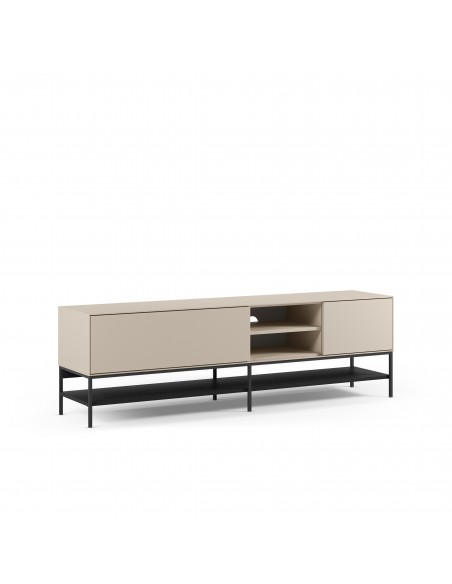 Mueble TV de diseño AMIRA 180 x 55, melamina crema y metal negro