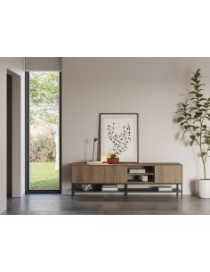 Mueble TV de diseño AMIRA 180 x 55, melamina roble y... 2