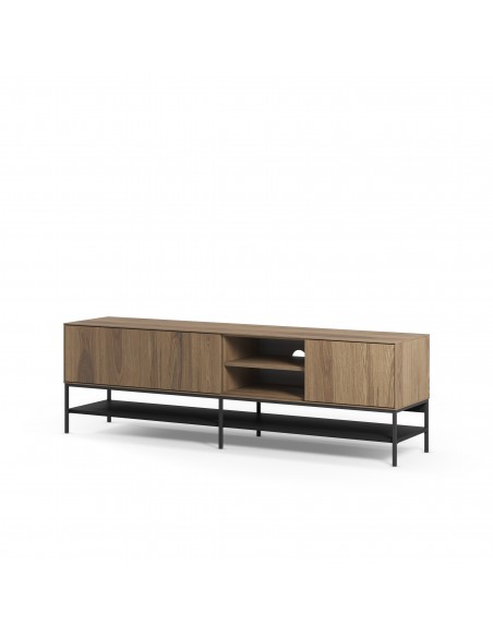Móvel TV design AMIRA 180 x 55, melamina carvalho e metal preto