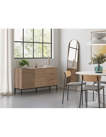 Aparador contemporáneo ARIEL 140 x 80, melamina sepet y metal