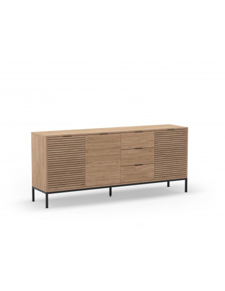 Aparador moderno ARIEL 180 x 80, melamina sepet y metal negro