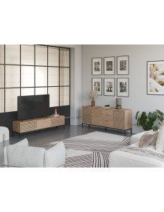Aparador moderno ARIEL 180 x 80, melamina sepet y metal... 2