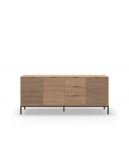 Aparador moderno ARIEL 180 x 80, melamina sepet y metal negro