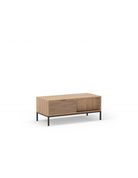 Mesa de centro moderna ARIEL 110 x 45, 2 cajones en melamina sepet y metal
