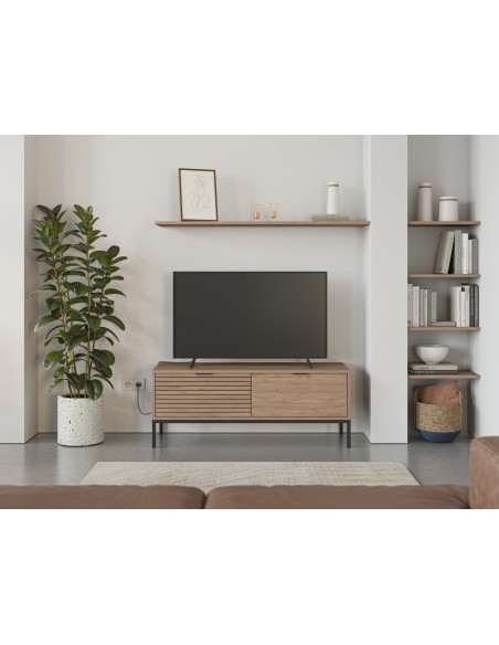 Móvel TV moderno ARIEL 120 x 48, MDF melamina e pés de metal