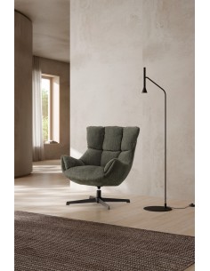 Poltrona giratória de design ODETTE em tecido verde e... 2