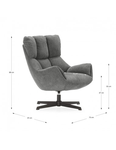 Poltrona giratória de design ODETTE em tecido...