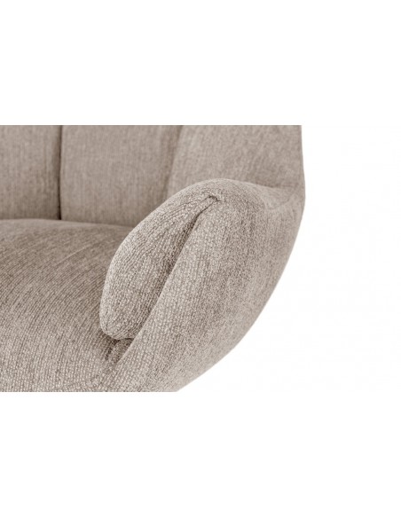 Poltrona giratória de design ODETTE em tecido bege e metal preto