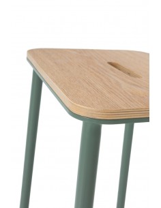 Taburete minimalista ABBA 65, metal aguamarina y asiento... 2