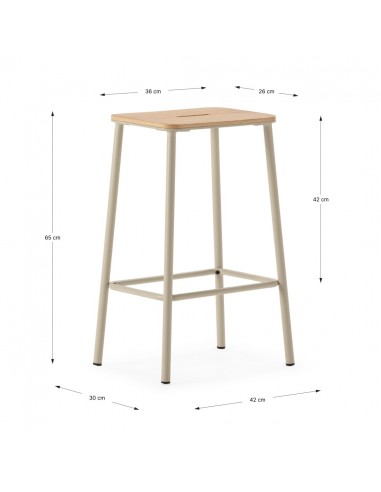 Banqueta minimalista ABBA 65, metal beige e...