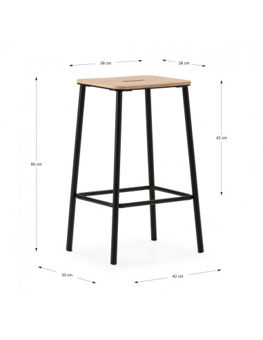 Taburete minimalista ABBA 65, metal negro y...