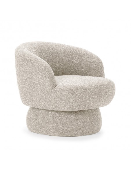 Poltrona giratória de design curvilíneo DALI em tecido chenille