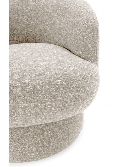 Poltrona giratória de design curvilíneo DALI em tecido chenille