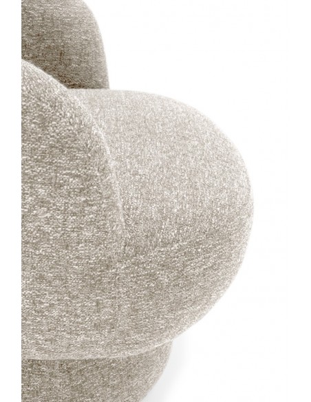 Poltrona giratória de design curvilíneo DALI em tecido chenille