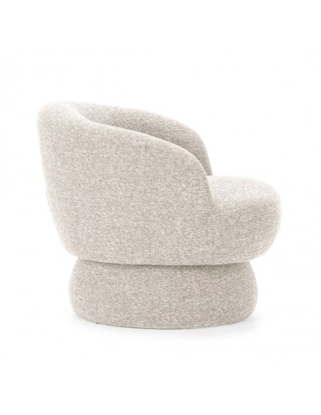 Poltrona giratória de design curvilíneo DALI em tecido chenille